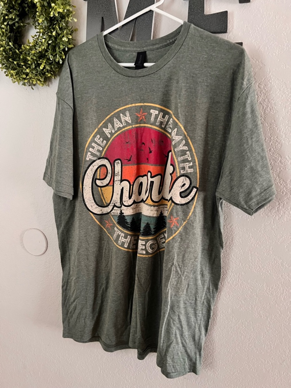 Gildan Green Charlie Graphic Short-Sleeve Tee